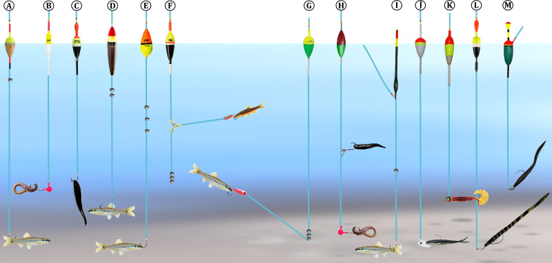 Various Types and Styles of Slip Bobber Fishing Rigs